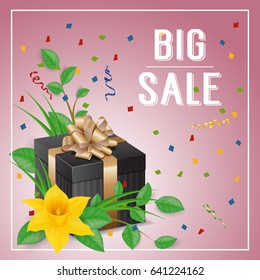 Big Sale Inscription With Confetti