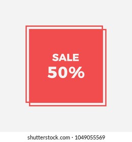 Big Sale Inscription Design Banner with Abstract Background. 50% Off Discount Sticker. Vector illustration

