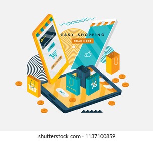 Gran venta de ilustración abstracta vectorial isométrica