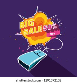 big sale label with mouse device