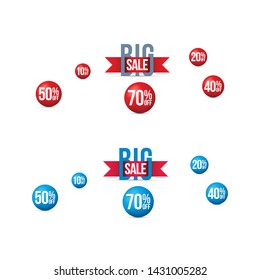 Big Sale labels templates. Vector labels and balls on white background.