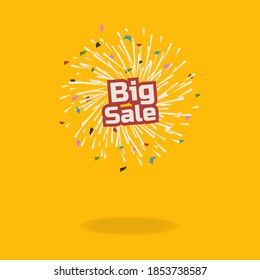 Big sale lettering with sunburst design vector illustration