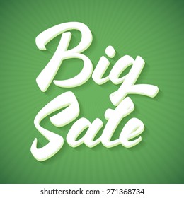 Big Sale lettering White inscription on green eco background