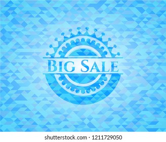 Big Sale light blue emblem with triangle mosaic background