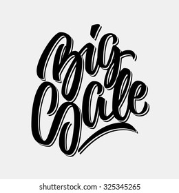 Big Sale light handmade lettering, calligraphy with light background for logo, banners, labels, badges, prints, posters, web, presentation. Vector illustration.