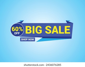 Big sale mega sale banner template design, Special offer. Up to 60% off, vector illustration.