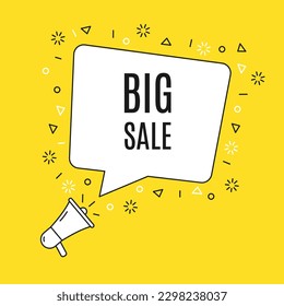 Big Sale. Megaphone banner. Loudspeaker with speech bubble. - Vector.