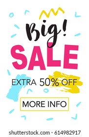 Big Sale mobile banner template for online shopping. Vector Illustration