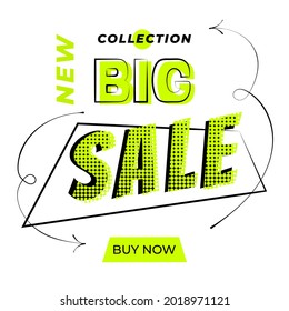Big sale. Modern background design.  Sale banner, poster, web marketing. Discount offer price sign. Holiday and business concept.Vector
