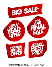 Big sale, new year offer, new year final sale, holiday special offer, holiday best price stickers set