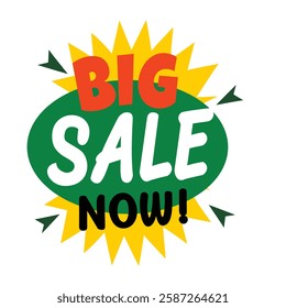 Big sale now typography sticker in flat style 
