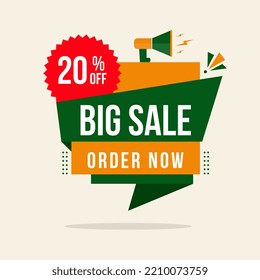 big sale offer banner design up to 20% off order now 