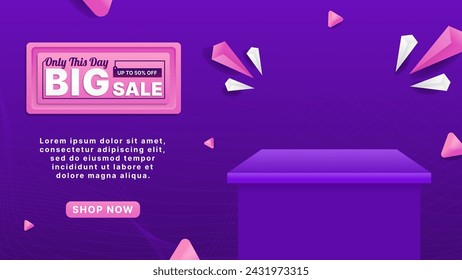 Big Sale offer banner design template with realistic display
