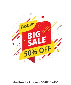 Big Sale, Offer Banner, Sticker Design with 50 Discount Tag