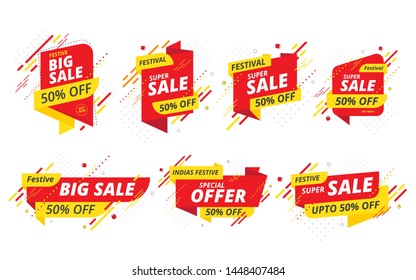 Big Sale, Offer Banner, Sticker Design Collection Set with 50 Discount Tag