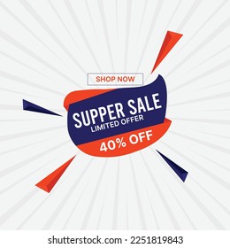 Big sale offer template vector. Mega sale, Super sale special online shopping, Discount banner