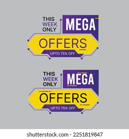 Big sale offer template vector. Mega sale, Super sale special online shopping, Discount banner