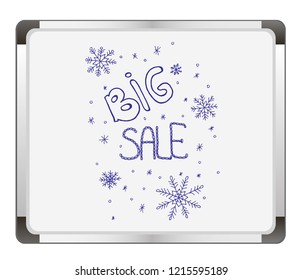 Big Sale offer text on flip chart background. Hand Drawn Vector Illustration.