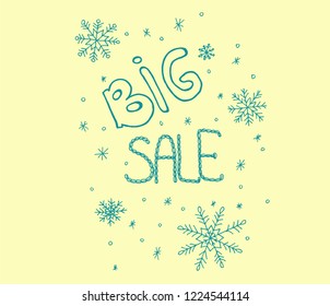 Big Sale Offer Text On Creme Background. Hand Drawn Vector Illustration.