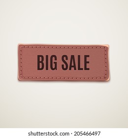 Big sale, old vintage handmade leather label.Vector illustration