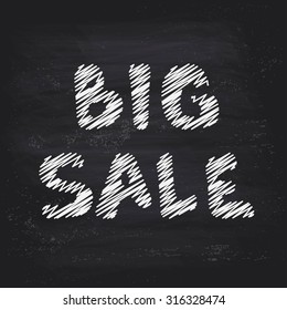Big sale on chalkboard. Vector illustration