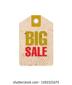 Big sale on the crafted background tag design. Vector illustration