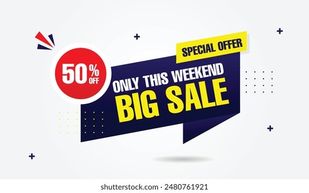 Big Sale Only This Weekend Special Offer Banner Template Design Perfect for promoting your exclusive weekend deals with eye catching visuals.