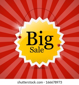 Big Sale Orange Label on Red Retro Background