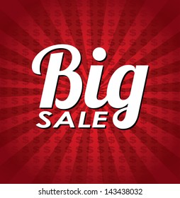 Big sale over red grunge background  vector illustration