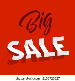 Big sale paper cut folded letters on red background - vector