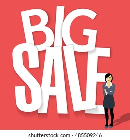 Big Sale paper folding vector poster mock up