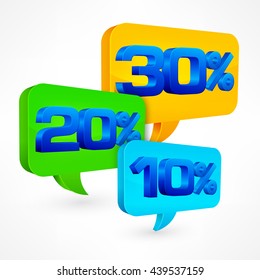 Big sale percent inscription on white. Vector illustration. Discount price tags. Super Sale poster, banner. 