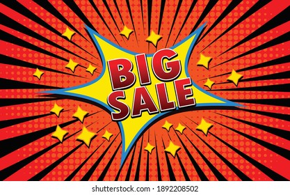 big sale pop art style,  comic zoom speed , vector design.