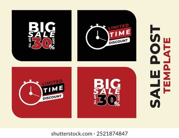 Big Sale post Up To 30  percent Off Black Friday Social Media Post Template Vector illustration