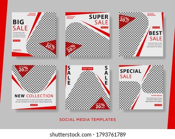 Big sale post banner template with red color for social media. premium vector