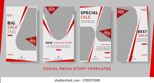 Big sale post stories banner template. red color premium vector