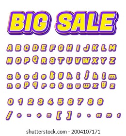 BIG SALE. Poster And Alphabet Font, Colourful Element, Abstract And 3D Effect