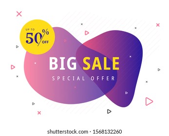 Big Sale poster. Commercial discount event banner. Social media web banner for shopping, sale, product promotion. Vector backgrounds.