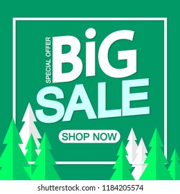 Big Sale, poster design template, Christmas special offer, vector illustration
