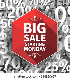 Big Sale poster. If the shadow is too dark, it's easy to reduce it by using global colors. EPS10.