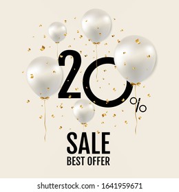 Big Sale Poster With White Balloons With Gradient Mesh, Vector Illustration