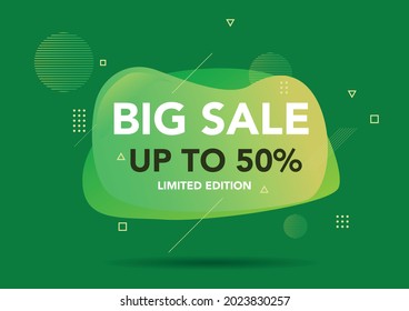 Big Sale Promo banner modern design vector illustration abstract background of green color, flash sale template, flash sale special offer. Can used for website, social media, online marketplace