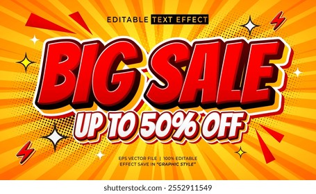 Big sale promo editable text effect comic retro and vintage style