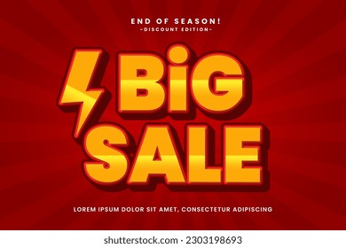Big Sale promo text effect, easy custom, modern style header or title promotion product or services, special offer discount sale, simple and clean background.
