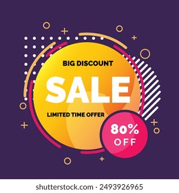 Big sale promotion. Sale banner with 50, 60, 70, 80 percent off. Big Discount, Special offer limited in time. Get extra discount invitation. Commercial poster, coupon or voucher vector illustration