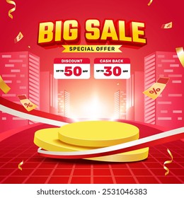 Modelo de banner de evento de promoção de grandes vendas