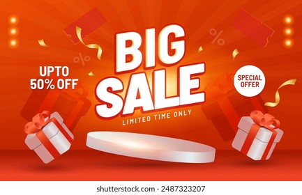 Big sale promotional banner template. Special offer illustration, Sale promotional and advertising background