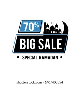 Big Sale Ramadan Special Discount 70% Label. Badge Vector Template. Design Illustration