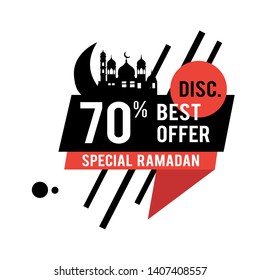 Big Sale Ramadan Special Discount 70% Label. Badge Vector Template Design Illustration