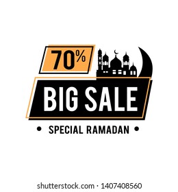 Big Sale Ramadan Special Discount 70% Label. Badge Vector Template Design Illustration